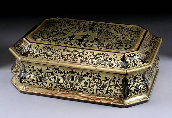 Appraisal: A Louis XIV style boulle and ebonized table casket late