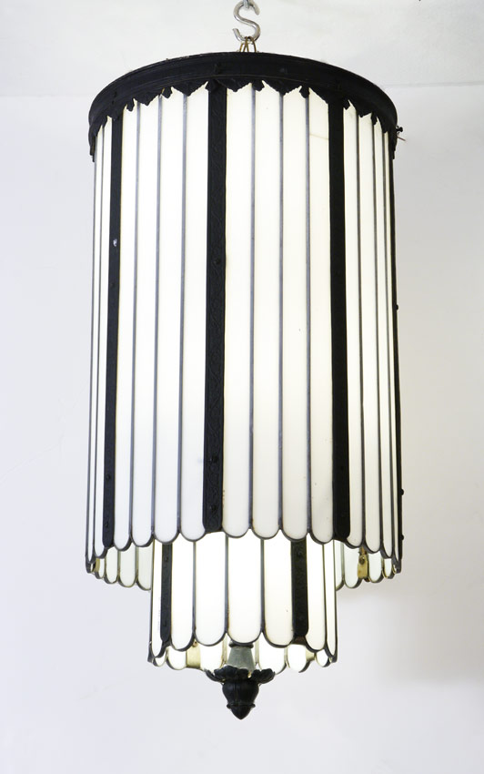 Appraisal: TIER ART DECO CEILING LIGHT level light fixtures with white