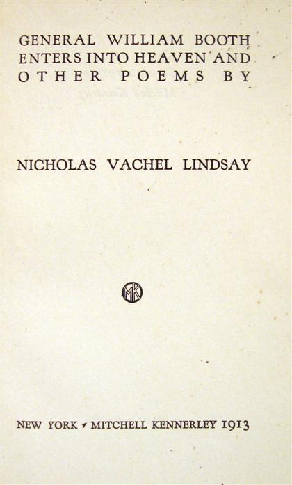 Appraisal: vol Lindsay Nicholas Vachel General William Booth Enters Heaven and