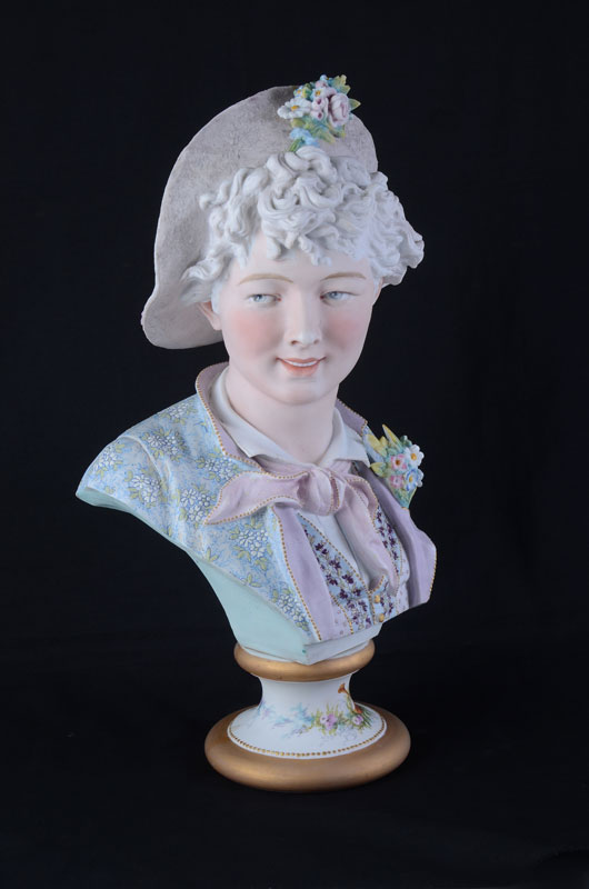 Appraisal: SIGNED PAUL DUBOY HAND PAINTED BISQUE BUST OF A WOMAN