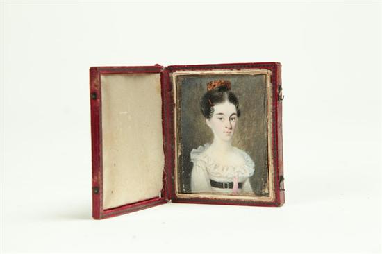 Appraisal: MINIATURE PORTRAIT ON IVORY Probably Massachusetts st half- th century