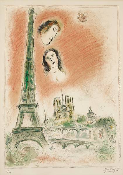 Appraisal: Marc Chagall Russian French - Paris of Dream M -