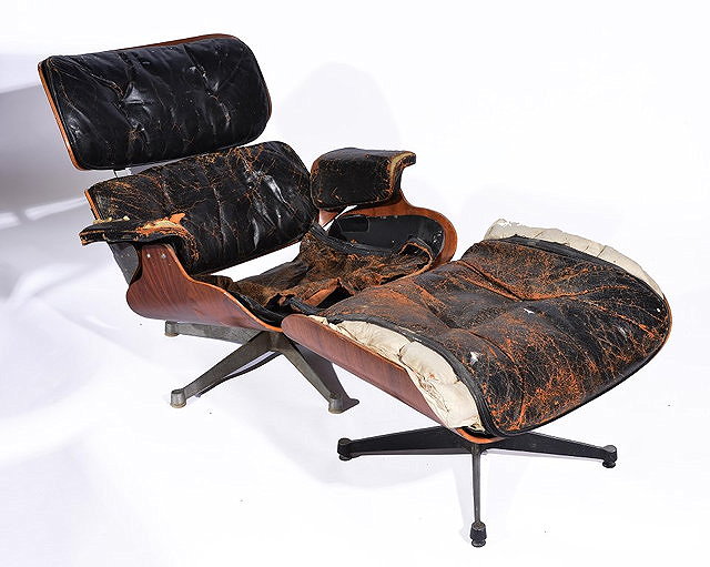 Appraisal: CHARLES RAY EAMES a lounge chair and ottoman designed this