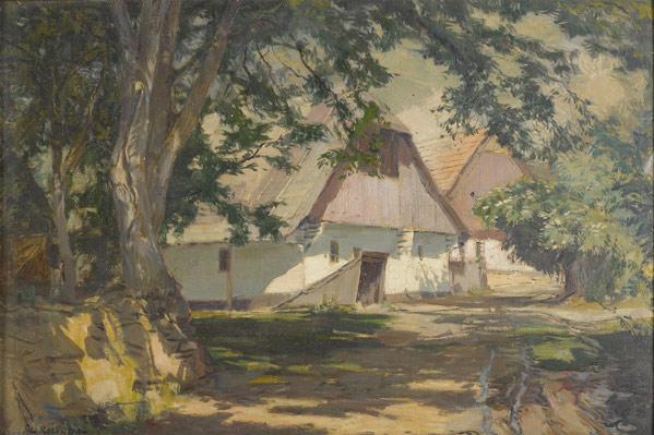 Appraisal: ALOIS KALVODA Czech - Untitled Landscape with Farm Buildings oil