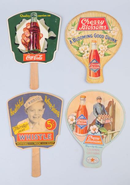 Appraisal: Lot Of Soda Advertising Fans This lot includes a Coca-Cola