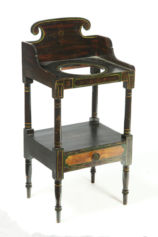 Appraisal: DECORATED SHERATON WASHSTAND Maine nd quarter- th century pine Original