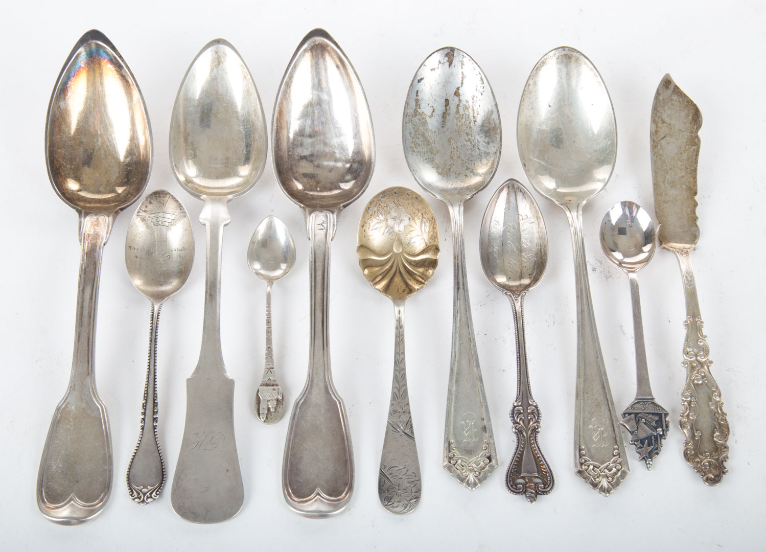 Appraisal: Assorted American Continental silver flatware comprising five serving spoons four