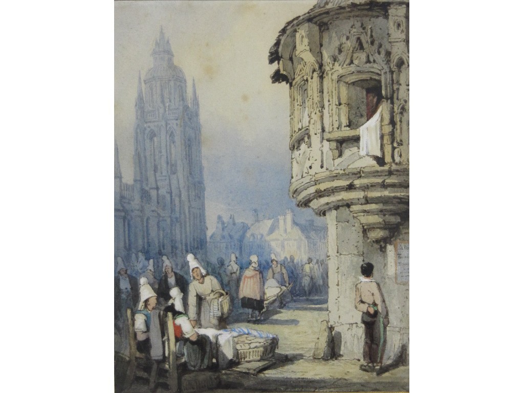 Appraisal: Attributed to SAMUEL PROUT RA Watercolour continental street scene