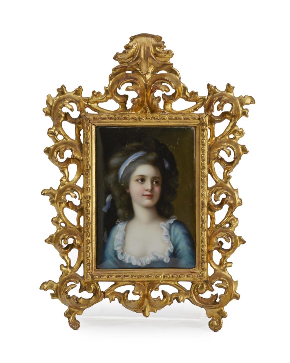 Appraisal: A FRAMED PORCELAIN PORTRAIT PLAQUEA framed porcelain portrait plaque Late