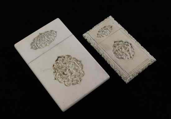 Appraisal: Two Chinese Export ivory rectangular card cases mid th century