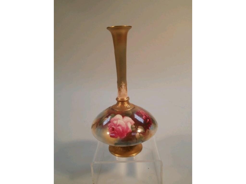 Appraisal: A late thC Royal Worcester porcelain bottle vase with slightly