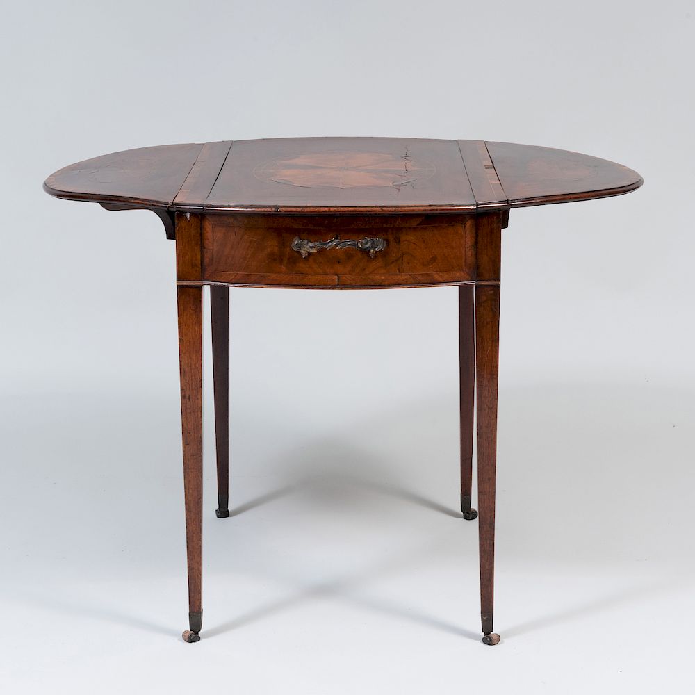 Appraisal: George III Inlaid Satinwood and Mahogany Pembroke Table Adapted to