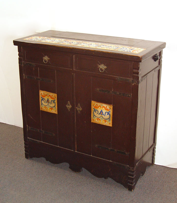 Appraisal: SPANISH OAK BAR WITH TILE INSETS The back with all