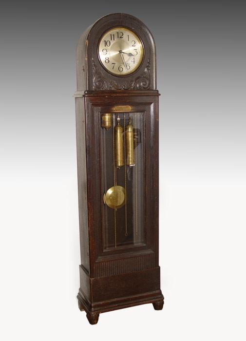 Appraisal: 'S ENGLISH DECO CLOCK WITH RAILROAD PLAQUE DEDICATION Dark walnut