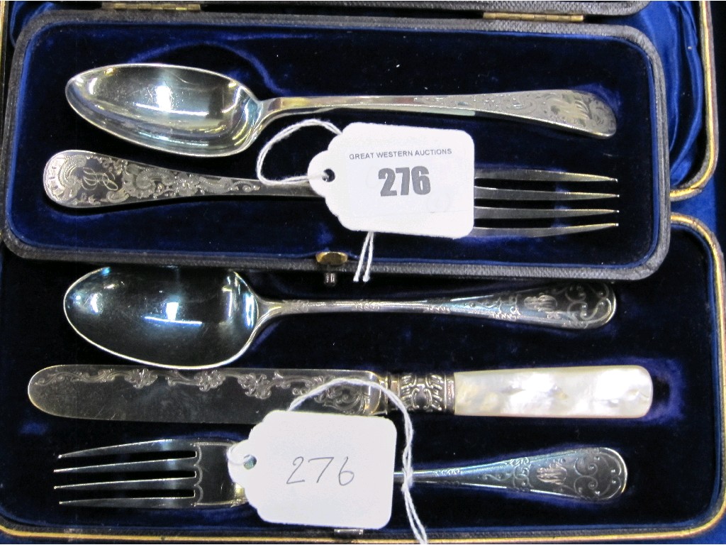 Appraisal: Lot comprising two cased christening sets