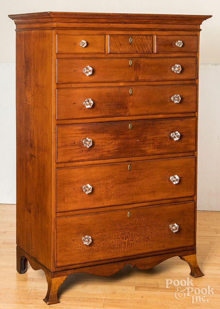 Appraisal: Pennsylvania Federal cherry tall chest ca Pennsylvania Federal cherry tall