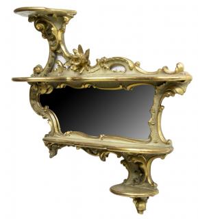 Appraisal: LOUIS XV PAINTED PARCEL GILT WALL BRACKET W MIRROR Louis