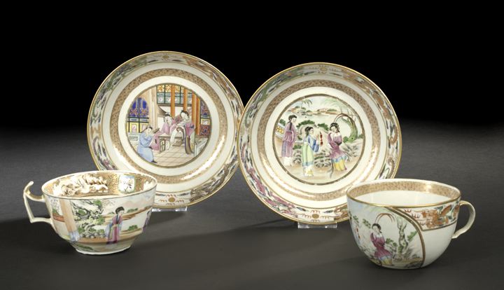 Appraisal: Two Chinese Export Porcelain Cups and Saucers Qianlong reign -