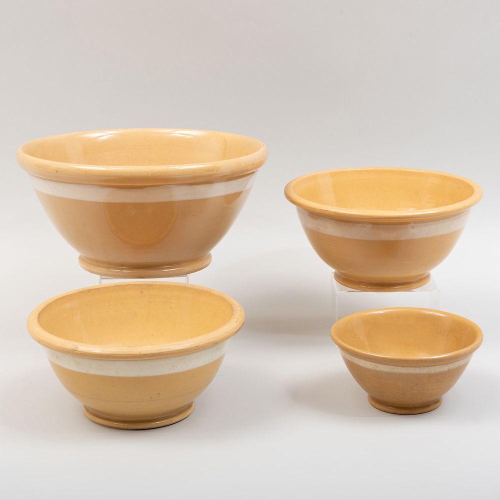 Appraisal: Group of Four Yellow Ware Pottery Bowls In graduated sizes