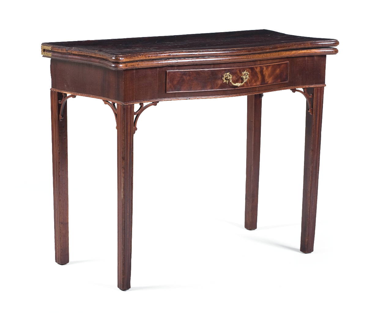 Appraisal: AMERICAN CHIPPENDALE MAHOGANY CARD TABLE The serpentine top with inset