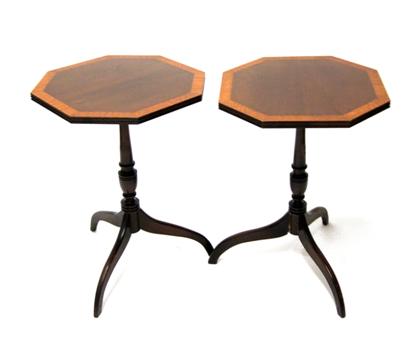 Appraisal: Pair of Federal-style inlaid mahogany candlestands th century