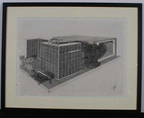 Appraisal: LECOULTRE JEAN Lausanne - Architectural drawing Pencil and charcoal Signed