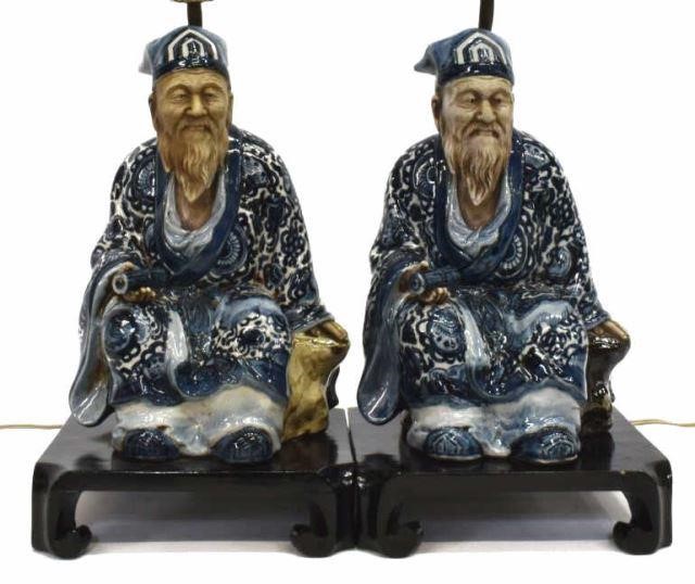 Appraisal: pair Japanese Kutani porcelain okimono seated Jurojin now fashioned as