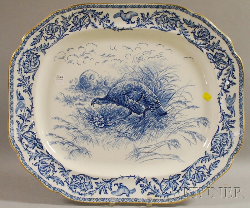 Appraisal: Large Royal Cauldon Gilt Blue and White Transfer-decorated Ironstone Turkey