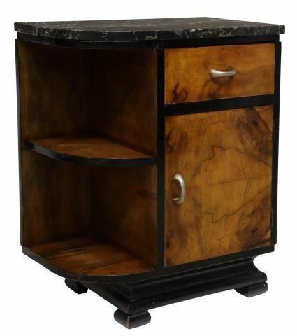 Appraisal: Art Deco marble-top nightstand c s- s d-shaped case with