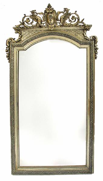 Appraisal: A Renaissance Revival style silvered wood mirror with dragon cresting