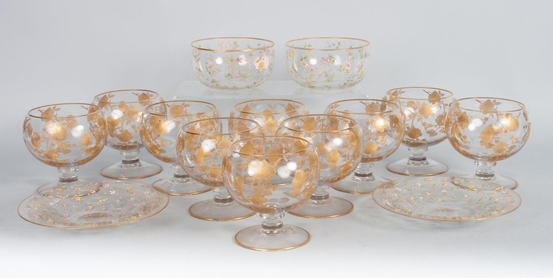 Appraisal: pieces of gilt and enamel glassware th century floral gilt-decorated