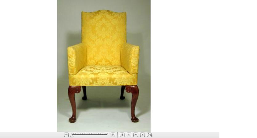 Appraisal: George II upholstered walnut armchair the shaped solid upholstered back