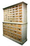 Appraisal: STORAGE CABINET - Two section stepback country store cabinet with