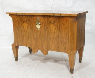 Appraisal: Modern Exotic Wood Chest Bar Cabinet Drop down f Modern