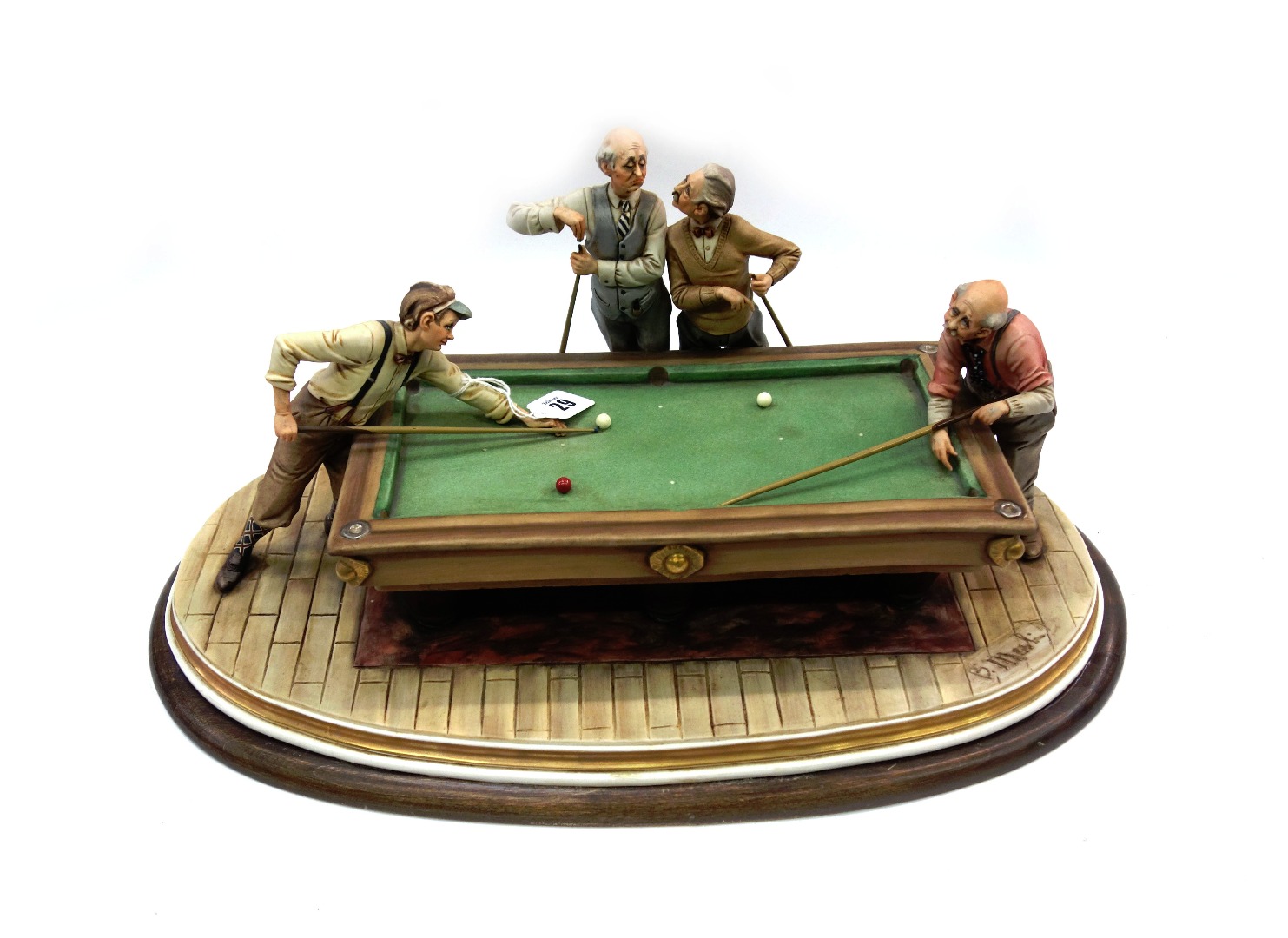 Appraisal: A Capo-di-Monte porcelain sculpture 'The Billiards Game' cm wide