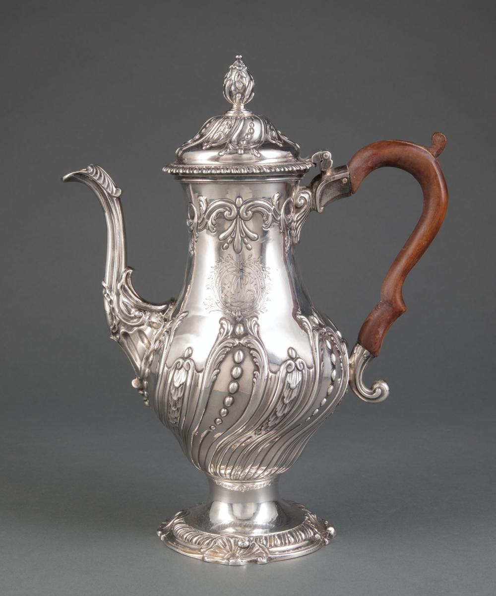 Appraisal: George III Sterling Silver Coffee Pot Daniel Smith Robert Sharp