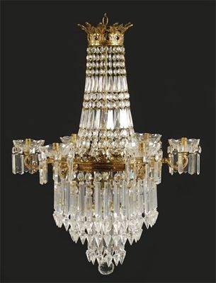 Appraisal: A cut glass and gilt metal six light electrolier the