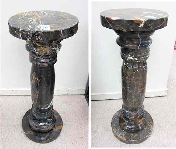 Appraisal: TWO MARBLE PEDESTALS both of Italian black brown Emperator Scuro