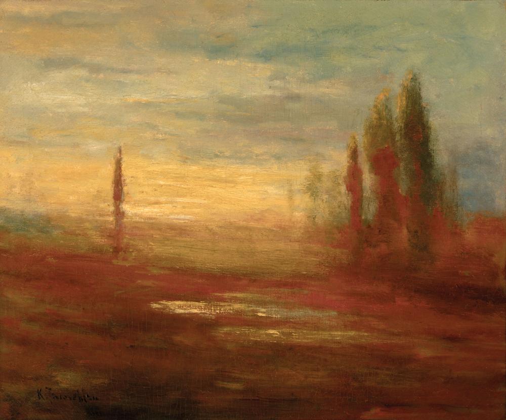 Appraisal: Karl Termohlen Danish Illinois - Tonal Landscape with Italian Cypress