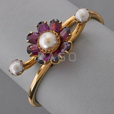 Appraisal: LUCIEN PICCARD K GOLD AMETHYST BRACELET Victorian style k yg