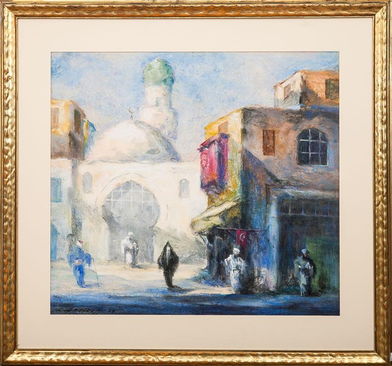 Appraisal: Leonid Gechtoff - Istanbul Street Scene Pastel on paper signed