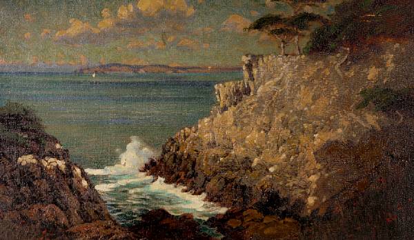 Appraisal: Richard Langtry Partington American - Carmel Coast with Cypress Trees