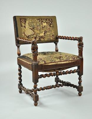 Appraisal: A th Century Style Continental Arm Chair With a rectangular