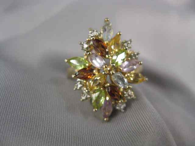 Appraisal: Gemstone Diamond Ring includes garnet amethyst peridot aquamarine citrine diamonds