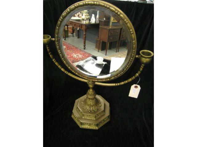 Appraisal: Ornate Brass Dressing Mirror with candleholders on sides