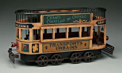 Appraisal: Model of French double-decker trolley wood cast iron wire and