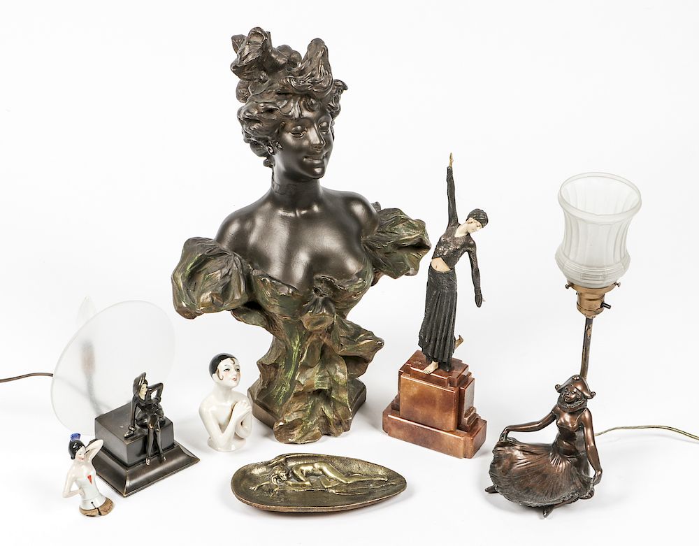 Appraisal: Decorator's Lot of Vintage Art Nouveau Figural Objects Decorator's Lot