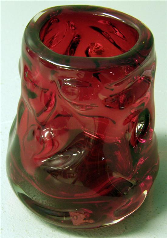 Appraisal: Whitefriars red glass moulded globular vase h in