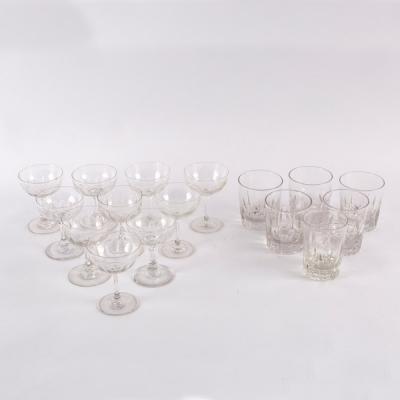 Appraisal: Ten wine glasses with thumb pressed decoration cm high five