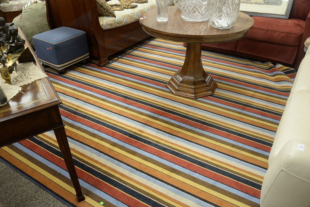 Appraisal: Custom Machine Rug having multi color stripes ' x '